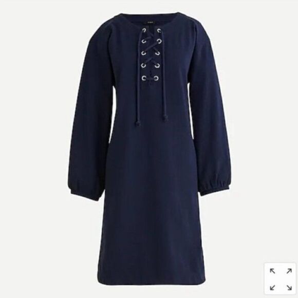 NWT J. Crew Lace-up Balloon-Sleeve Dress, Size Large - Picture 1 of 7
